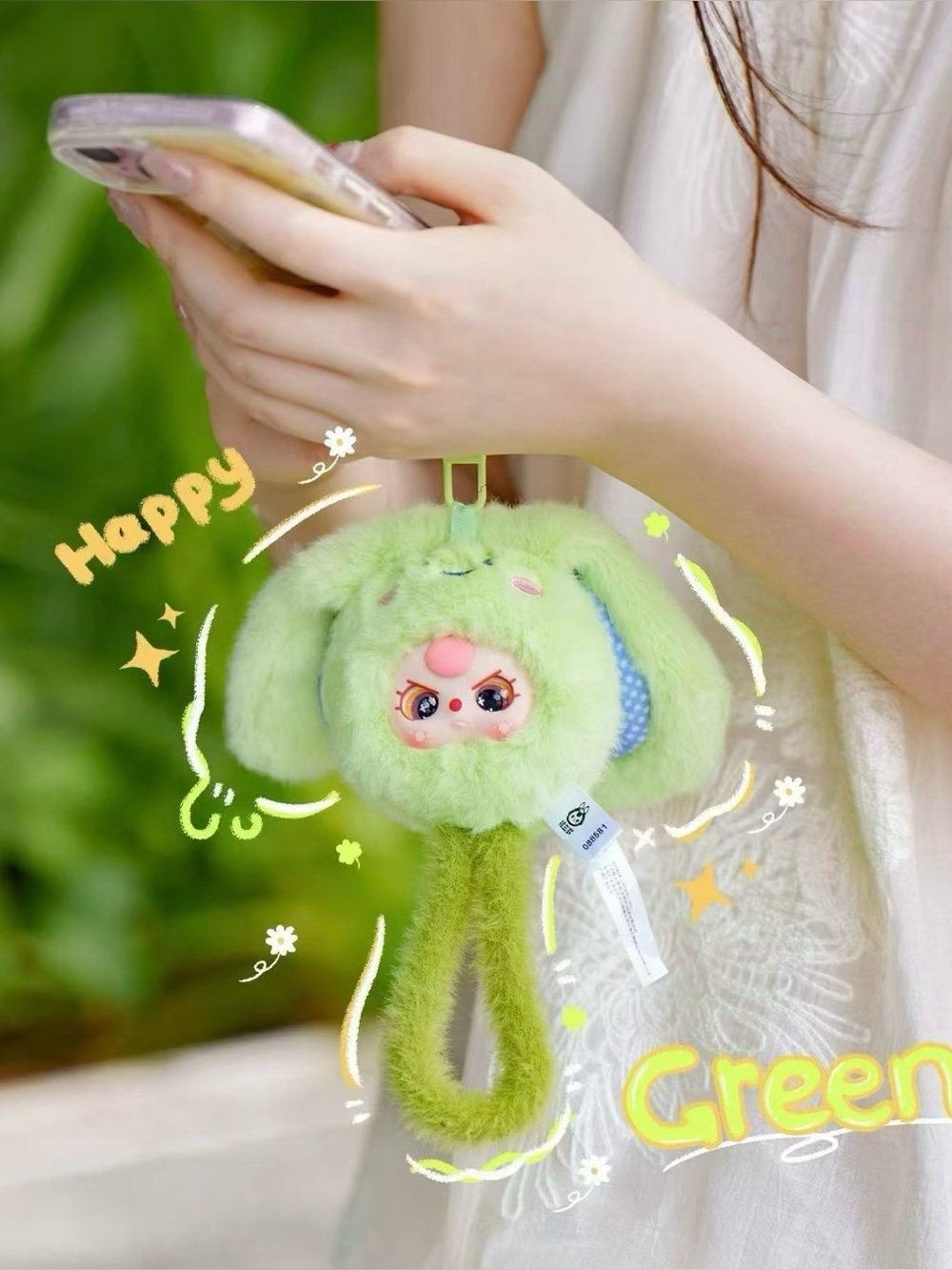 Baby Three Wrist Strap/ Plush Phone Strap Charm - Sprout bunny